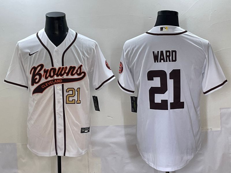 Men 2025 Cleveland Browns #21 Ward White Joint Name Nike Limited NFL Jersey style 2->cleveland browns->NFL Jersey